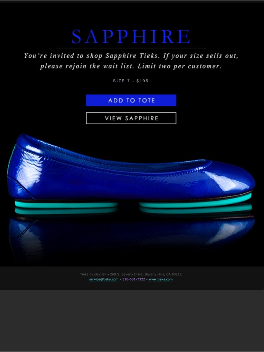 Tieks by Gavrieli Sapphire Blue Ballet Flats 7 - Picture 8 of 9